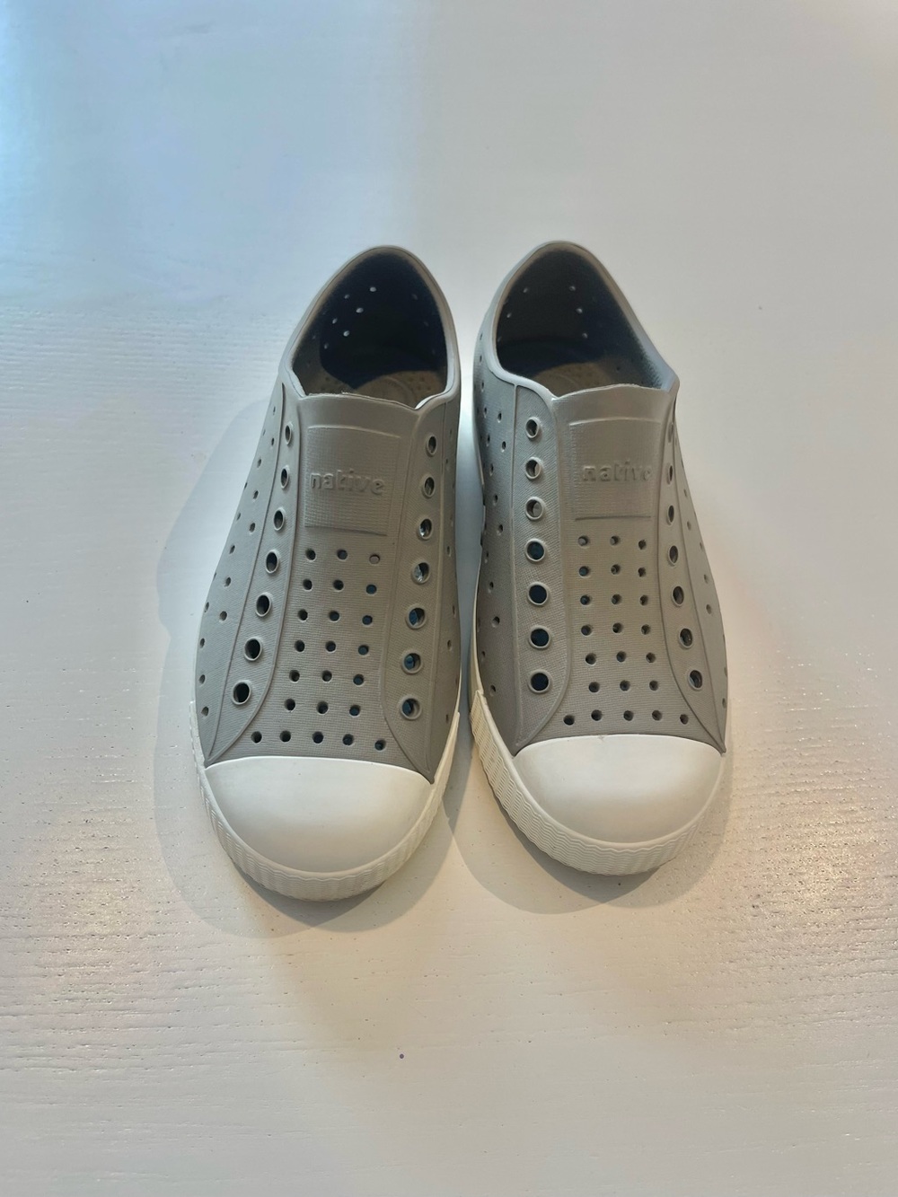 Native Kidd Slip-On Sneakers in Gray and White